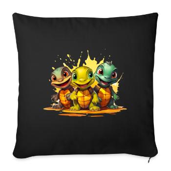 Baby turtles squad - Sofa pillowcase 17,3'' x 17,3'' (45 x 45 cm) - black - Front
