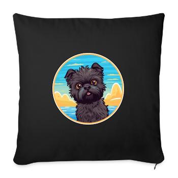 Affenpinscher Dog Breed Cartoon Kawaii Clipart Dog - Sofa pillowcase 17,3'' x 17,3'' (45 x 45 cm) - black - Front