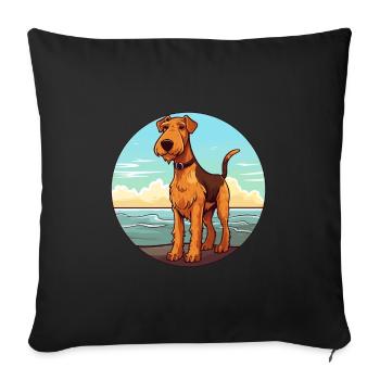 Airedale Terrier chien race Cartoon Kawaii Clipart - Housse de coussin décorative 45 x 45 cm - noir - Devant