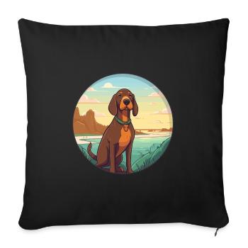 Bavarian Mountain Hound Dog Breed Cartoon Kawaii - Sofa pillowcase 17,3'' x 17,3'' (45 x 45 cm) - black - Front