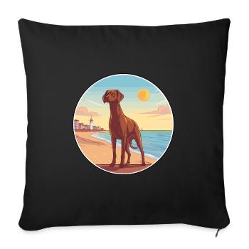 Belgian Pointer Dog Breed Cartoon Kawaii Clipart - Sofa pillowcase 17,3'' x 17,3'' (45 x 45 cm) - black - Front