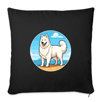 Berger Blanc Suisse Dog Breed Cartoon Kawaii Dog - Sofa pillowcase 17,3'' x 17,3'' (45 x 45 cm) - black - Front