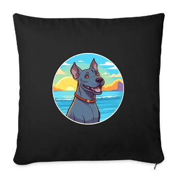 Blue Thai Ridgeback Dog Breed Cartoon Kawaii Dog - Sofa pillowcase 17,3'' x 17,3'' (45 x 45 cm) - black - Front