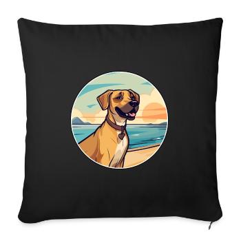 Black Mouth Cur Dog Breed Cartoon Kawaii Clipart - Sofa pillowcase 17,3'' x 17,3'' (45 x 45 cm) - black - Front