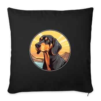 Black And Tan Coonhound Dog Breed Cartoon Kawaii - Sofa pillowcase 17,3'' x 17,3'' (45 x 45 cm) - black - Front