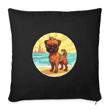 Bruxelles Griffon chien race Cartoon Kawaii Clipart - Housse de coussin décorative 45 x 45 cm - noir - Devant