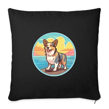 Strickjacke Welsh Corgi Hund Rasse Cartoon Kawaii Hund - Sofakissenbezug 45 x 45 cm - Schwarz - Vorne