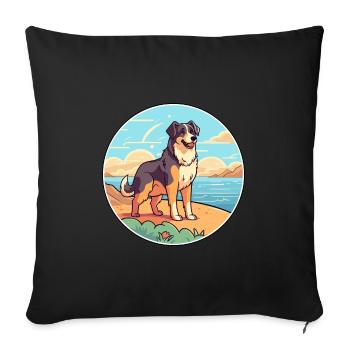 Bucovina Shepherd Dog Breed Cartoon Kawaii Clipart - Sofa pillowcase 17,3'' x 17,3'' (45 x 45 cm) - black - Front