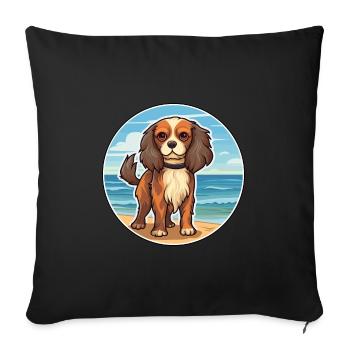 Cavalier Dog Breed Cartoon Kawaii Clipart Dog Pet - Sofa pillowcase 17,3'' x 17,3'' (45 x 45 cm) - black - Front