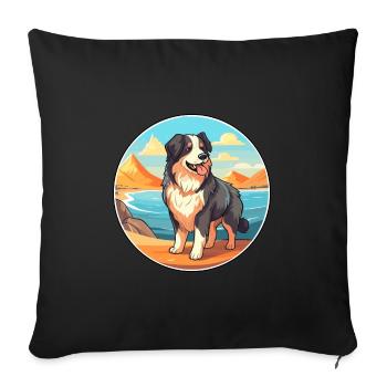 Carpathian Shepherd Dog Breed Cartoon Kawaii Dog - Sofa pillowcase 17,3'' x 17,3'' (45 x 45 cm) - black - Front