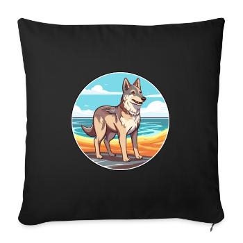 Czechoslovakian Wolfdog Dog Breed Cartoon Kawaii - Sofa pillowcase 17,3'' x 17,3'' (45 x 45 cm) - black - Front