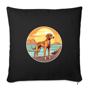 Cretan Hound Dog Breed Cartoon Kawaii Clipart Dog - Sofa pillowcase 17,3'' x 17,3'' (45 x 45 cm) - black - Front