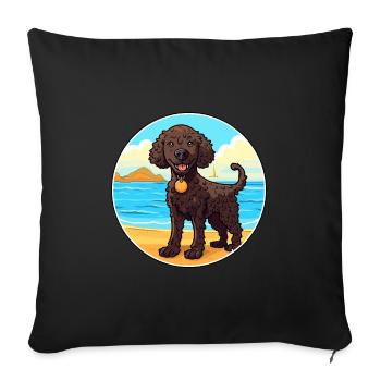 Curly Coated Retriever Dog Breed Cartoon Kawaii - Sofa pillowcase 17,3'' x 17,3'' (45 x 45 cm) - black - Front