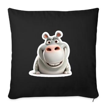 Cute Hippo Funny Grinning Animal Shirt - Sofa pillowcase 17,3'' x 17,3'' (45 x 45 cm) - black - Front