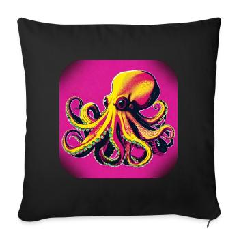 Octopus in 80s style in pink - Sofa pillowcase 17,3'' x 17,3'' (45 x 45 cm) - black - Front