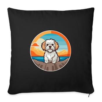Dandie Dinmont Terrier race de chien Cartoon Kawaii - Housse de coussin décorative 45 x 45 cm - noir - Devant