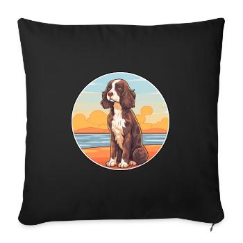 French Spaniel Dog Breed Cartoon Kawaii Clipart - Sofa pillowcase 17,3'' x 17,3'' (45 x 45 cm) - black - Front