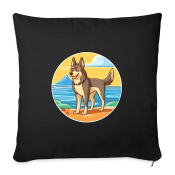 Tschechoslowakischer Wolfshund Hunderasse Karikatur Kawaii Hund - Sofakissenbezug 45 x 45 cm - Schwarz - Vorne