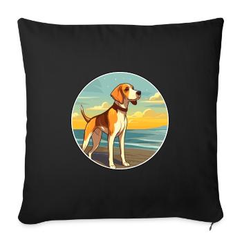 Foxhound anglais chien race Cartoon Kawaii Clipart - Housse de coussin décorative 45 x 45 cm - noir - Devant