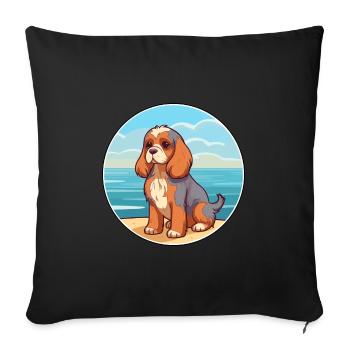 Anglais Jouet Épagneul Chien Race Dessin Animé Kawaii Chien - Housse de coussin décorative 45 x 45 cm - noir - Devant