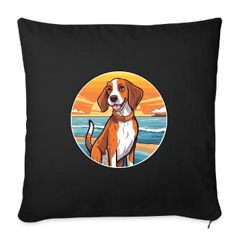 Estonian Hound Dog Breed Cartoon Kawaii Clipart - Sofa pillowcase 17,3'' x 17,3'' (45 x 45 cm) - black - Front