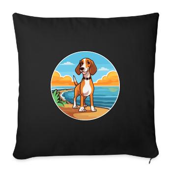 Finnish Hound Dog Breed Cartoon Kawaii Clipart Dog - Sofa pillowcase 17,3'' x 17,3'' (45 x 45 cm) - black - Front