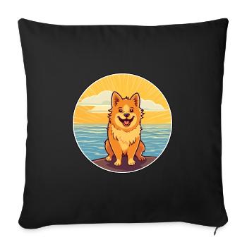 Finnischer Spitz Hund Rasse Cartoon Kawaii Clipart Hund - Sofakissenbezug 45 x 45 cm - Schwarz - Vorne