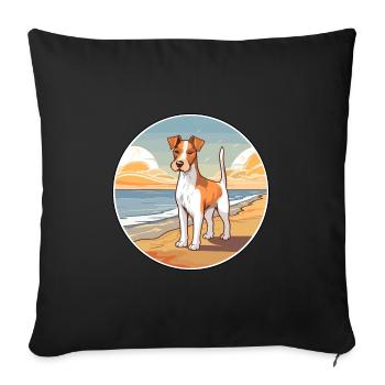 Fox Terrier Smooth Dog Breed Cartoon Kawaii Dog - Housse de coussin décorative 45 x 45 cm - noir - Devant