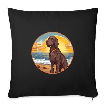 German Longhaired Pointer Dog Breed Cartoon Kawaii - Sofa pillowcase 17,3'' x 17,3'' (45 x 45 cm) - black - Front