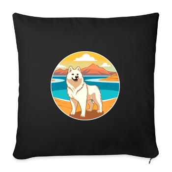Jindo Dog Breed Cartoon Kawaii Clipart Watercolor - Sofa pillowcase 17,3'' x 17,3'' (45 x 45 cm) - black - Front
