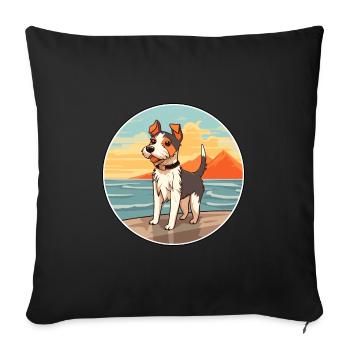 Japanese Terrier Dog Breed Cartoon Kawaii Clipart - Sofa pillowcase 17,3'' x 17,3'' (45 x 45 cm) - black - Front