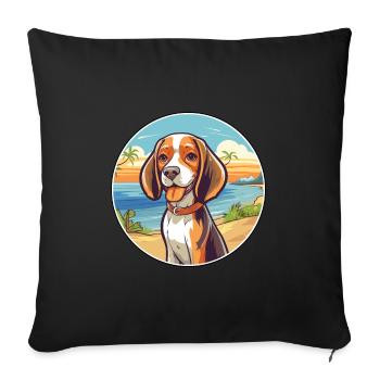 Kerry Beagle chien race dessin animé Kawaii Clipart chien - Housse de coussin décorative 45 x 45 cm - noir - Devant