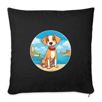 Majorque Ratter chien race Cartoon Kawaii Clipart - Housse de coussin décorative 45 x 45 cm - noir - Devant