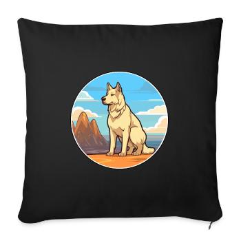 Karst Shepherd Dog Breed Cartoon Kawaii Clipart - Sofa pillowcase 17,3'' x 17,3'' (45 x 45 cm) - black - Front
