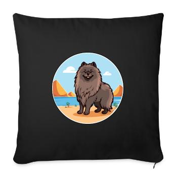 Keeshond Dog Breed Cartoon Kawaii Clipart Dog Pet - Sofa pillowcase 17,3'' x 17,3'' (45 x 45 cm) - black - Front