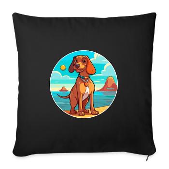 Magyar Agar chien race dessin animé Kawaii Clipart chien - Housse de coussin décorative 45 x 45 cm - noir - Devant