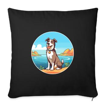 Majorca Shepherd Dog Breed Cartoon Kawaii Clipart - Sofa pillowcase 17,3'' x 17,3'' (45 x 45 cm) - black - Front