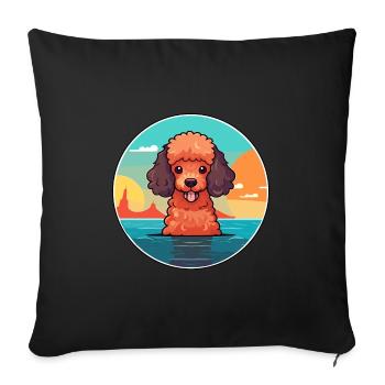 Miniature Poodle Dog Breed Cartoon Kawaii Clipart - Sofa pillowcase 17,3'' x 17,3'' (45 x 45 cm) - black - Front