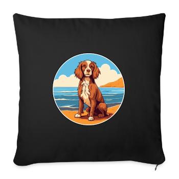 Norfolk Spaniel Dog Breed Cartoon Kawaii Clipart - Sofa pillowcase 17,3'' x 17,3'' (45 x 45 cm) - black - Front