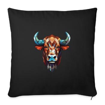 Buffalo Colorful Watercolor Animal Illustration - Sofa pillowcase 17,3'' x 17,3'' (45 x 45 cm) - black - Front