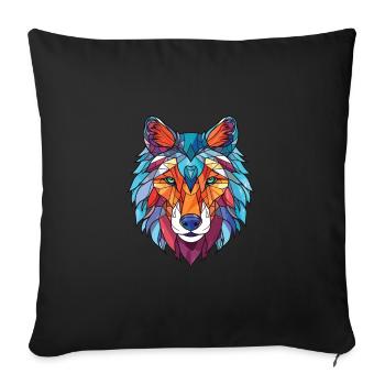 Wolf Colorful Watercolor Animal Pet Illustration - Sofa pillowcase 17,3'' x 17,3'' (45 x 45 cm) - black - Front
