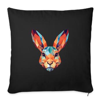 Lièvre Lapin Coloré Aquarelle Animal Animal Dessin Animé - Housse de coussin décorative 45 x 45 cm - noir - Devant