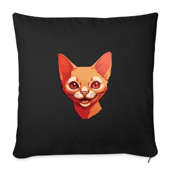 Red Devon Rex Cat Cartoon Watercolor Illustration - Sofa pillowcase 17,3'' x 17,3'' (45 x 45 cm) - black - Front