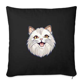 Ragamuffin chat dessin animé illustration à l’aquarelle - Housse de coussin décorative 45 x 45 cm - noir - Devant