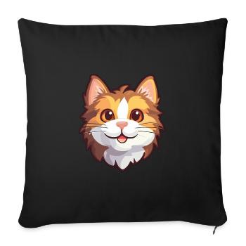 Kurilian Bobtail Cat Cartoon Watercolor Clipart - Sofa pillowcase 17,3'' x 17,3'' (45 x 45 cm) - black - Front