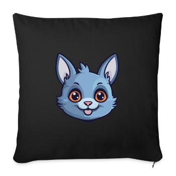 Russische blaue Katze Karikatur Aquarell Illustration - Sofakissenbezug 45 x 45 cm - Schwarz - Vorne