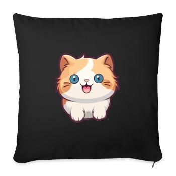 Munchkin Katze Cartoon Aquarell Illustration - Sofakissenbezug 45 x 45 cm - Schwarz - Vorne