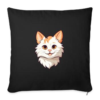 Karelian Bobtail Cat Cartoon Watercolor Clipart - Sofa pillowcase 17,3'' x 17,3'' (45 x 45 cm) - black - Front