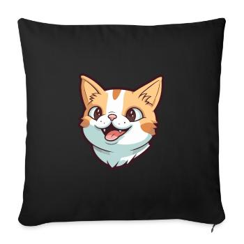 Brazilian Shorthair Cat Cartoon Watercolor Clipart - Sofa pillowcase 17,3'' x 17,3'' (45 x 45 cm) - black - Front