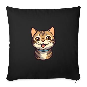 California Spangled Cat Cartoon Watercolor Clipart - Sofa pillowcase 17,3'' x 17,3'' (45 x 45 cm) - black - Front